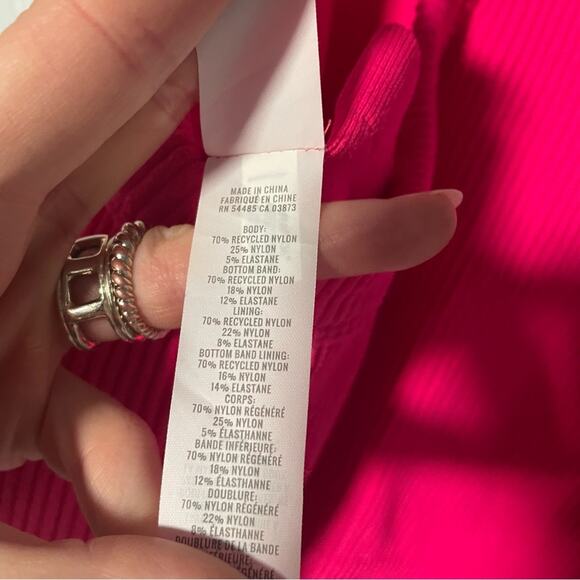 Aerie Workout Halter Ribbed Soft Neon Barbie Pink Crop Tank Top Build in Bra XL - Picture 8 of 8